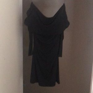 Sexy midi black cocktail dress